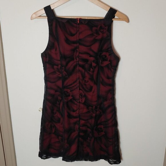 Unconventional Lace Y2K Whimsigoth 90s Mesh Velvet Dress Bias Cut Fairycore VTG - Picture 4 of 8